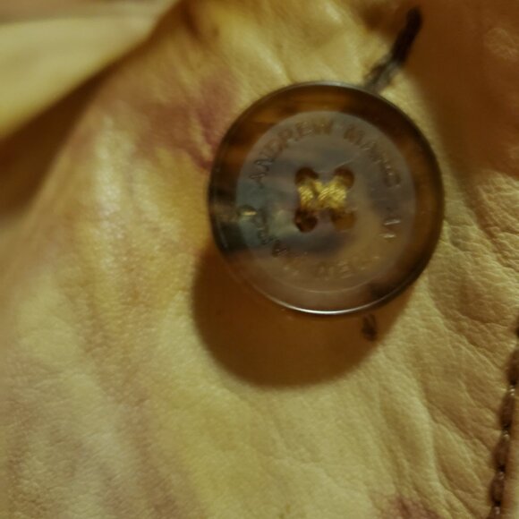 Andrew Marc leather coat safari Cowboy western rustic Large brown tan beige dyed - Picture 6 of 6